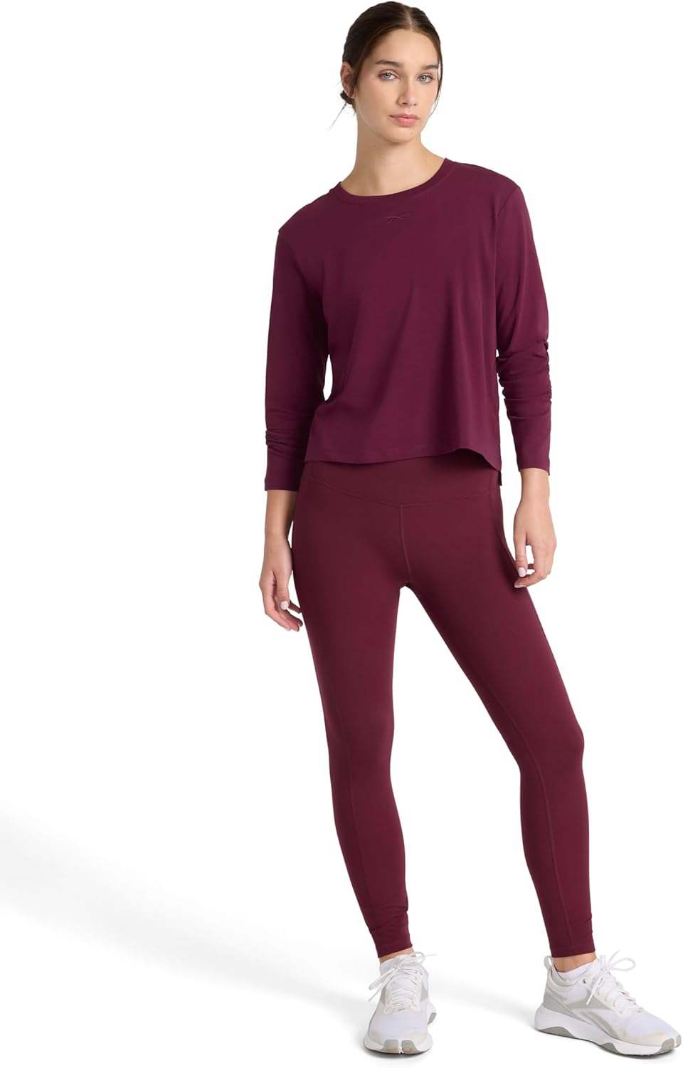 Reebok Womens Embroidery Hit Long Sleeve Crewneck Top, Standard Fit, Lightweight Stretch Cotton Fabric - Image 3