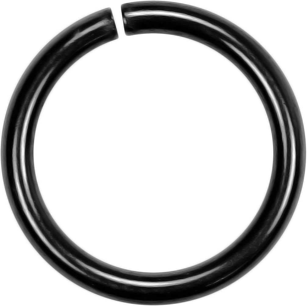 BodySparkle Body Jewelry 18 Gauge Nose Ring Hoop-5/16 inch-8mm Black Niobium Seamless Ring 18g Piercing Hoop-No Tools Needed