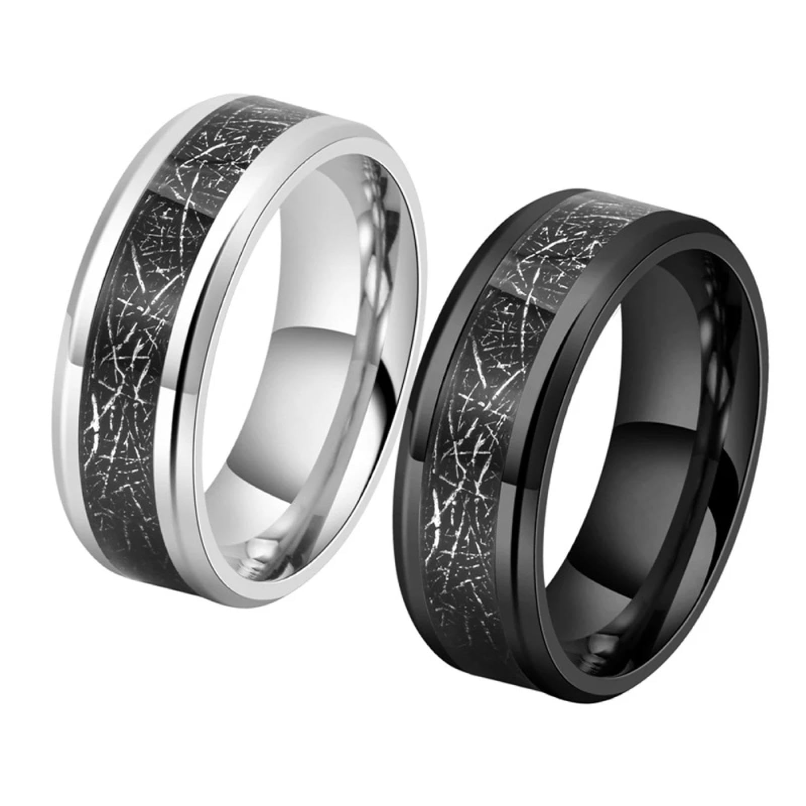Ring Ringe Damen Bijouterie Herren 8 Mm Mattschwarzer Ring Für Männer, Sportlicher Hypoallergener Schmuck Mit Strukturierter Einlage, Unisex-Band, Fitness-Zubehör