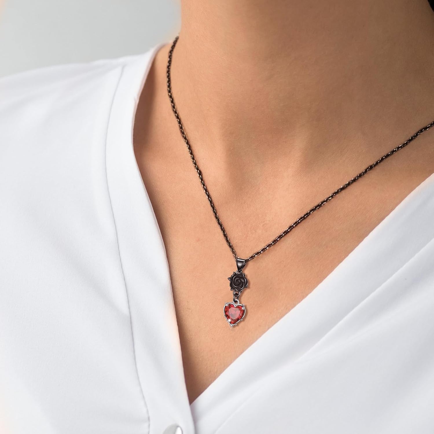 Gothic Necklace for Women Skull/rib cage heart/Sun Moon/Raven/Black Rose/Skeleton Hand Necklace Goth Jewelry Halloween Christmas Gifts for Women Men - Image 2