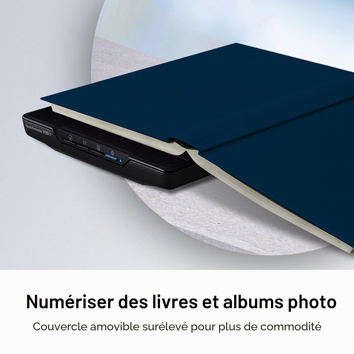Epson Perfection V39 II Scanner Couleur à Plat pour Photos et Documents avec résolution Optique de 4800 dpi, numérisation vers Le Cloud, Alimentation USB et Couvercle Amovible Haute Hauteur