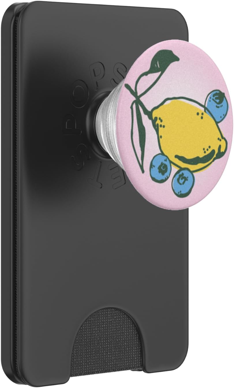 PopSockets Phone Grip, Fruit Design - Zesty and Blue PopSockets PopWallet for MagSafe