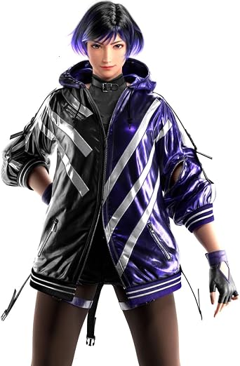Reina Tekken 8 Hooded Bomber Purple & Black Jacket