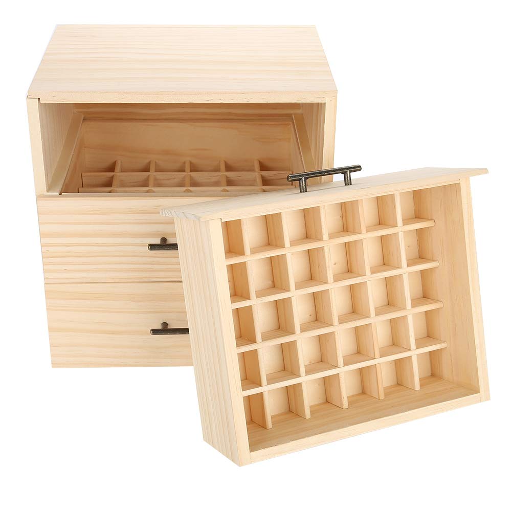 Dioche Holz-Aufbewahrungsbox für ätherische Öle, 90 Fächer, dreistufig, für ätherische Öle, mit herausnehmbarem Innenfach, ideal zum Aufbewahren und Präsentieren Ihrer ätherischen Öle