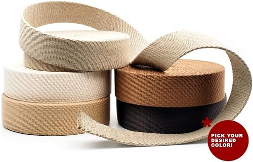 Miniatura 9 de CRAFTMEMORE Correa de algodón pesado, correas para artes y manualidades, correa de lujo para bolsa de alta densidad (2 pulgadas x 50 yardas, beige)