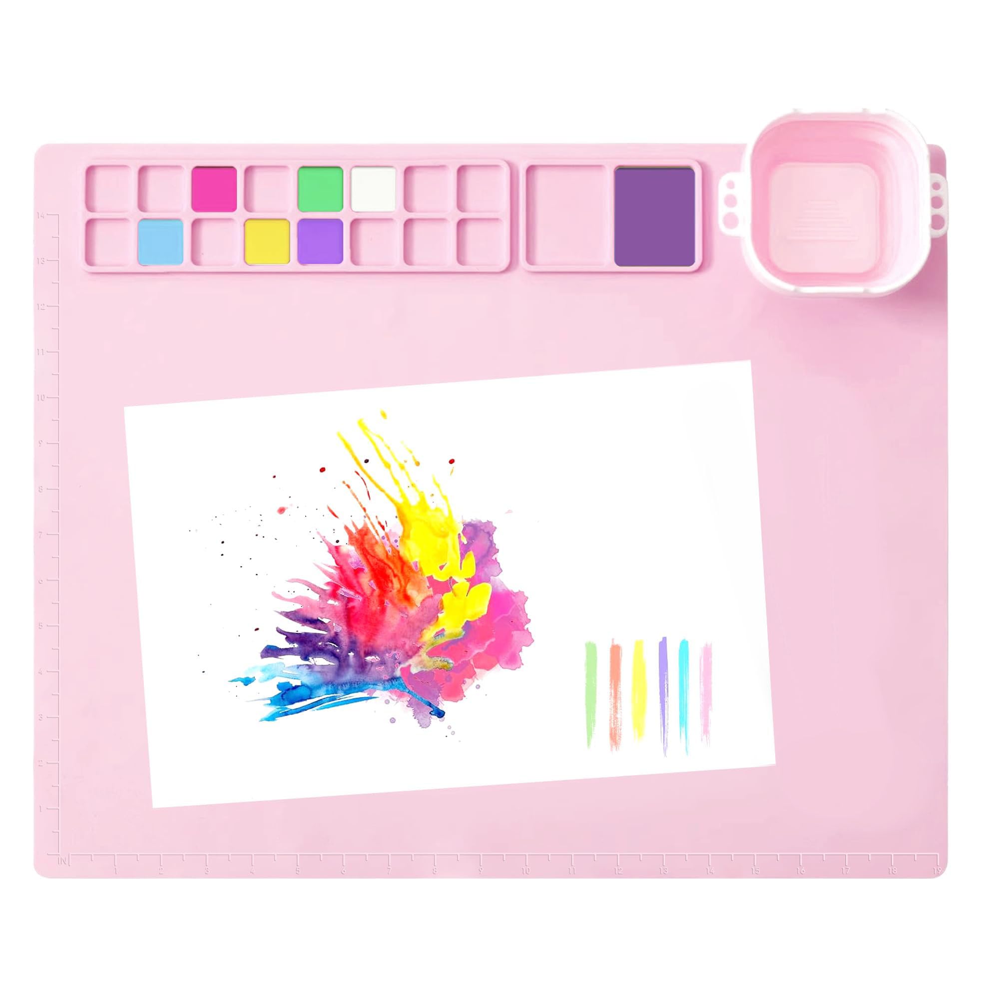 Tappetino Silicone Per Pittura 50x40cm | Con Tavolozza E Porta Pennelli | Antiscivolo | Per Bambini E Adulti - Foto 2