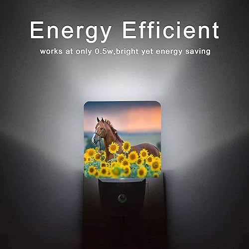 Miniatura 6 de Luz nocturna de caballo, girasol, animales de granja, luces nocturnas enchufables con sensor de atardecer a amanecer para mujeresniñasniños, lámpara
