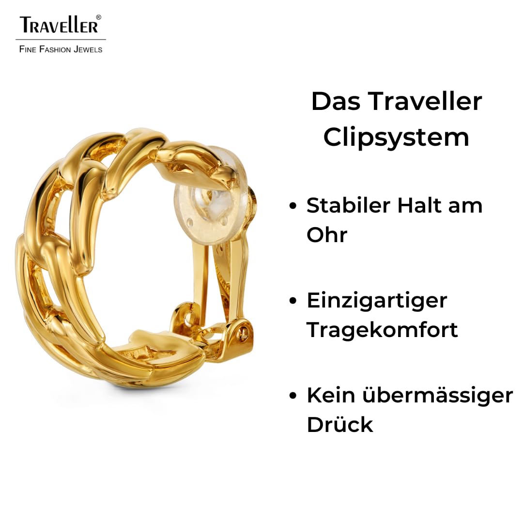 Traveller Ohrclip Creolen - Damen - Vergoldet - Glieder Design - 25mm - 157887