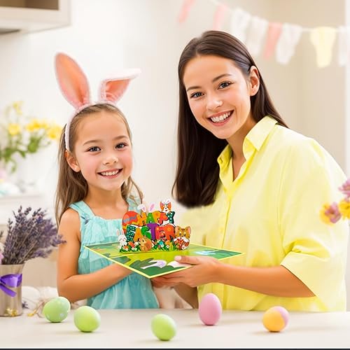 Miniatura 6 de Tarjetas emergentes de Pascua de Animal Garden, tarjeta de feliz Pascua, tarjeta de conejo de Pascua, tarjeta de felicitación de Pascua, tarjetas de