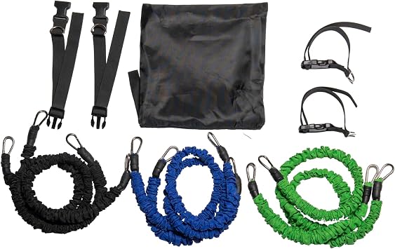 26" Latex Elastic Resistance Bands for Exercise and Workouts; Includes Nylon Cuffs and Carry Bag