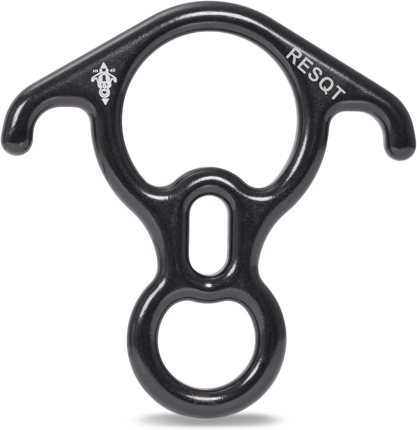 40KN Rescue Figure 8 Descender, Large Bent-Ear Belaying and Rappelling Gear Belay Device for Rock Climbing Peak Rescue 7075 Aluminum Alloy