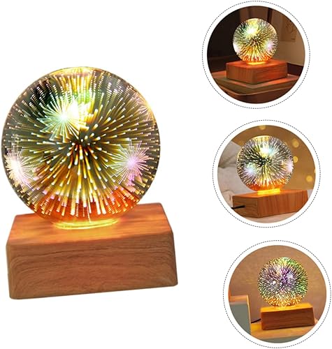 Miniatura 5 de Housoutil Luces nocturnas para decoración de cristales, proyector de luz para bola de vidrio, lámpara de mesa, luz nocturna con globo de vidrio,