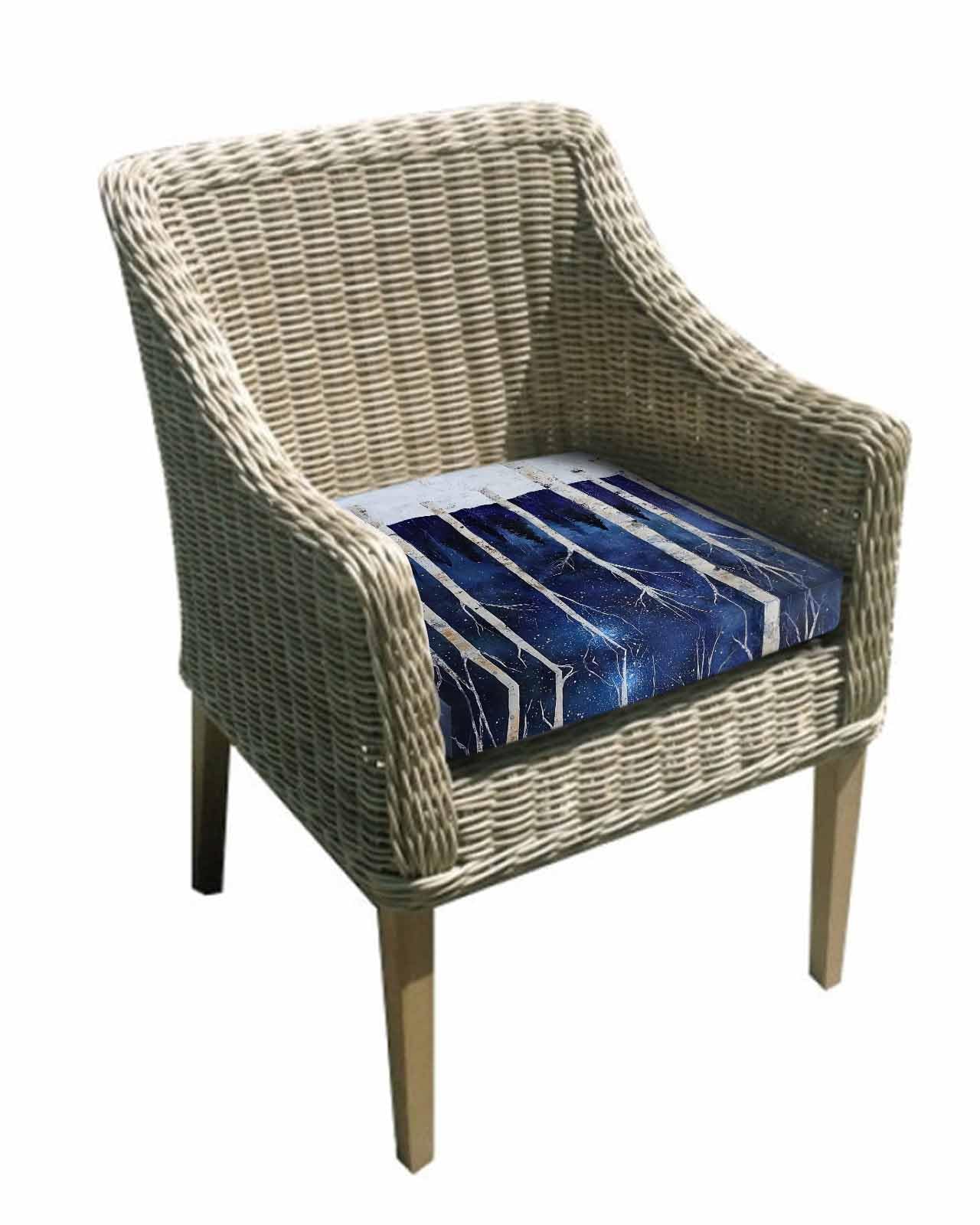 2 Pack Blue Forest Waterproof Cushion Covers with Ties, Outdoor Patio Chaise Lounge Chair Seat Cushion Slip Covers Replacement(Only Cover) Vintage Night Trees Trunk Branch 22