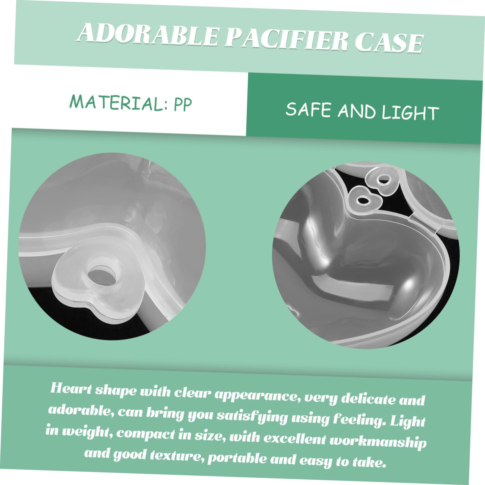JOINPAYA Pacifier Holder Case Baby Pacifier Box Portable Compact Pp Material Safe for Baby Heart Shape Design