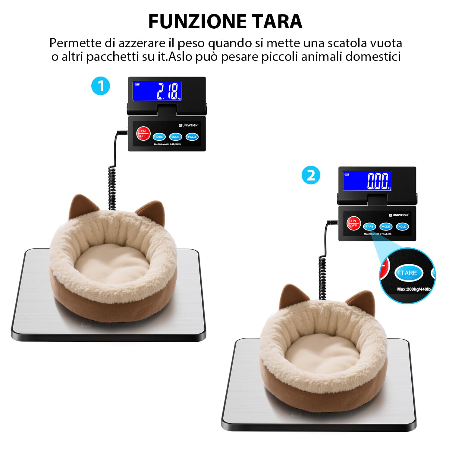 UNIWEIGH Bilancia postale di spedizione, bilancia commerciale di precisione da 10 g, con piattaforma grande in acciaio inossidabile resistente, bilancia per spedizioni, bagagli, posta, magazzino
