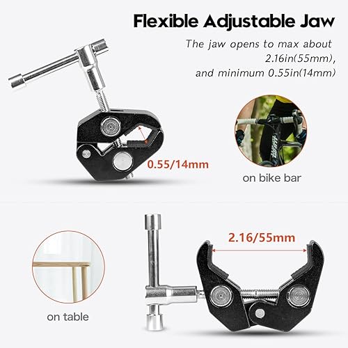 Miniatura 5 de koolehaoda Brazo de bola de doble cabeza esférica para cámara, soporte de montaje para monitor con abrazadera de cangrejo para micrófonos Ronin M