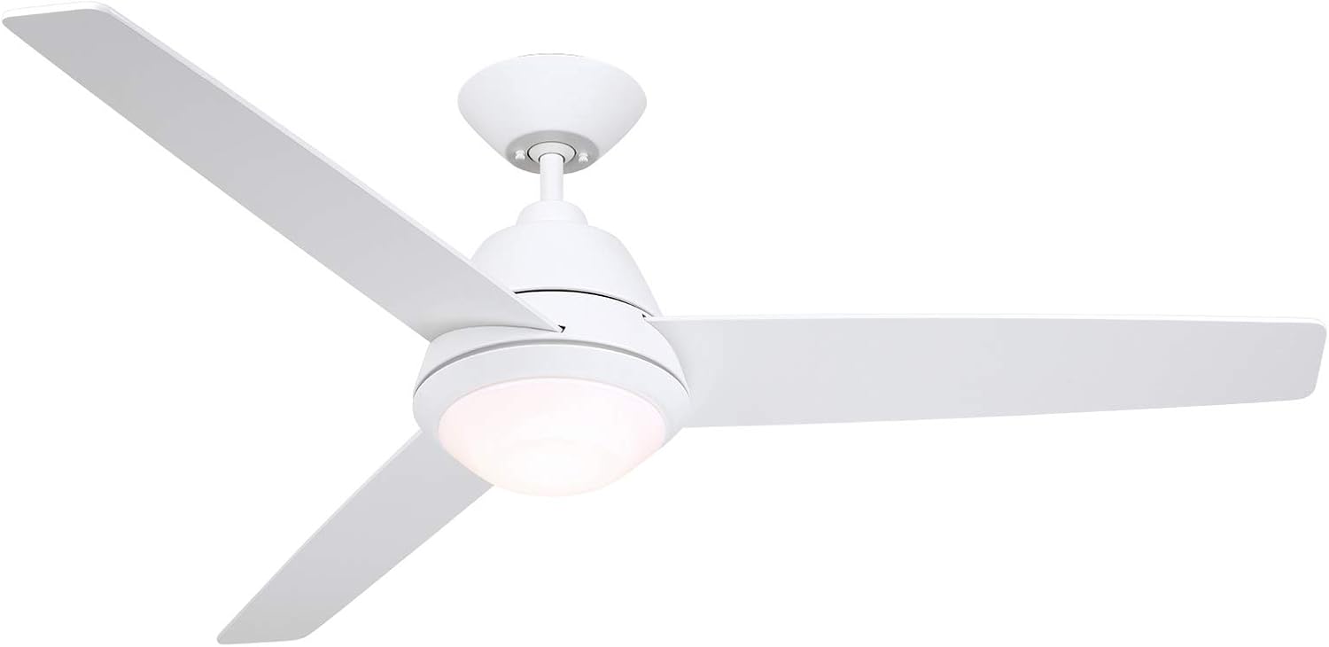 Luminance Kathy Ireland Home Geode Large Ceiling Fan Indoor with Light  Modern Design with 3 Blades and Downrod Mount, Satin White