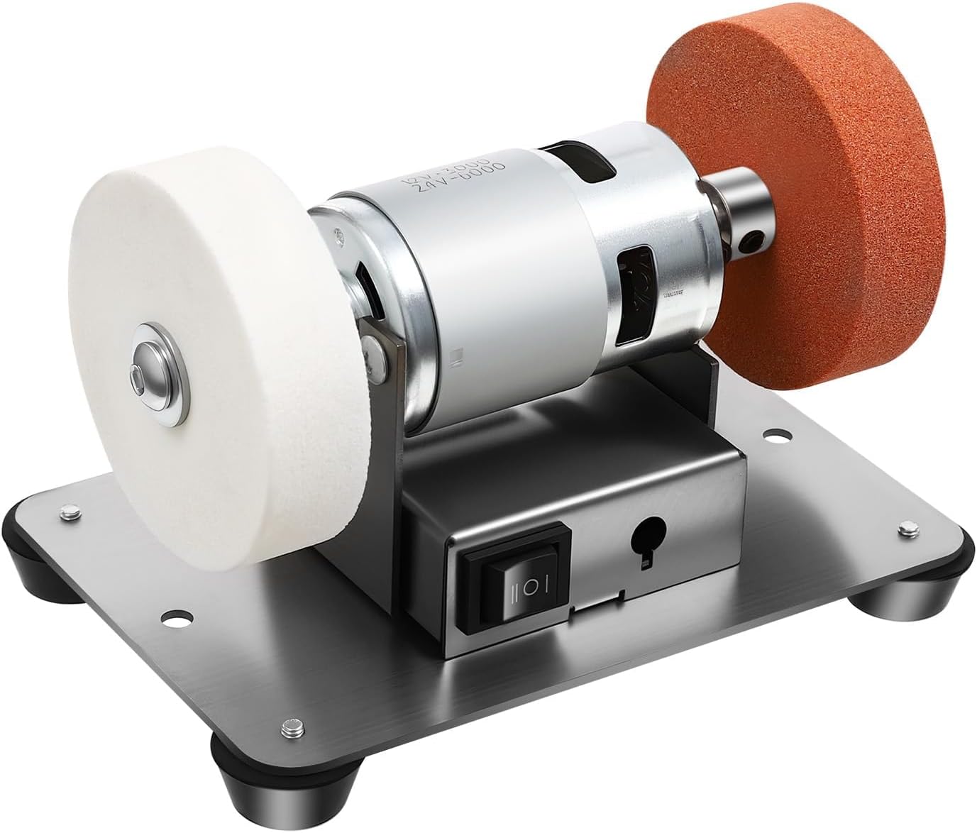 96W Mini Bench Grinder with 2 Grinding Wheels, Electric Multi-Purpose Grinding Machine Variable Speed 3000-6000 RPM - Electric Benchtop Sander for Metal, Forward/Reverse Switch