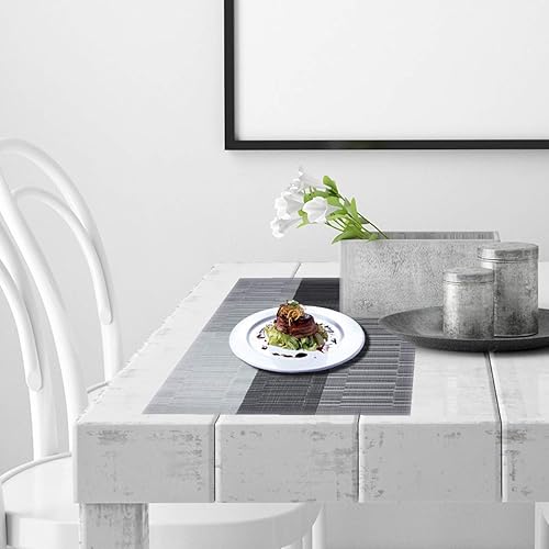 Miniatura 163 de PIGCHCY Juego de 6 manteles individuales beige de vinilo PVC duraderos para mesa de comedor, manteles individuales resistentes al calor, Beige -