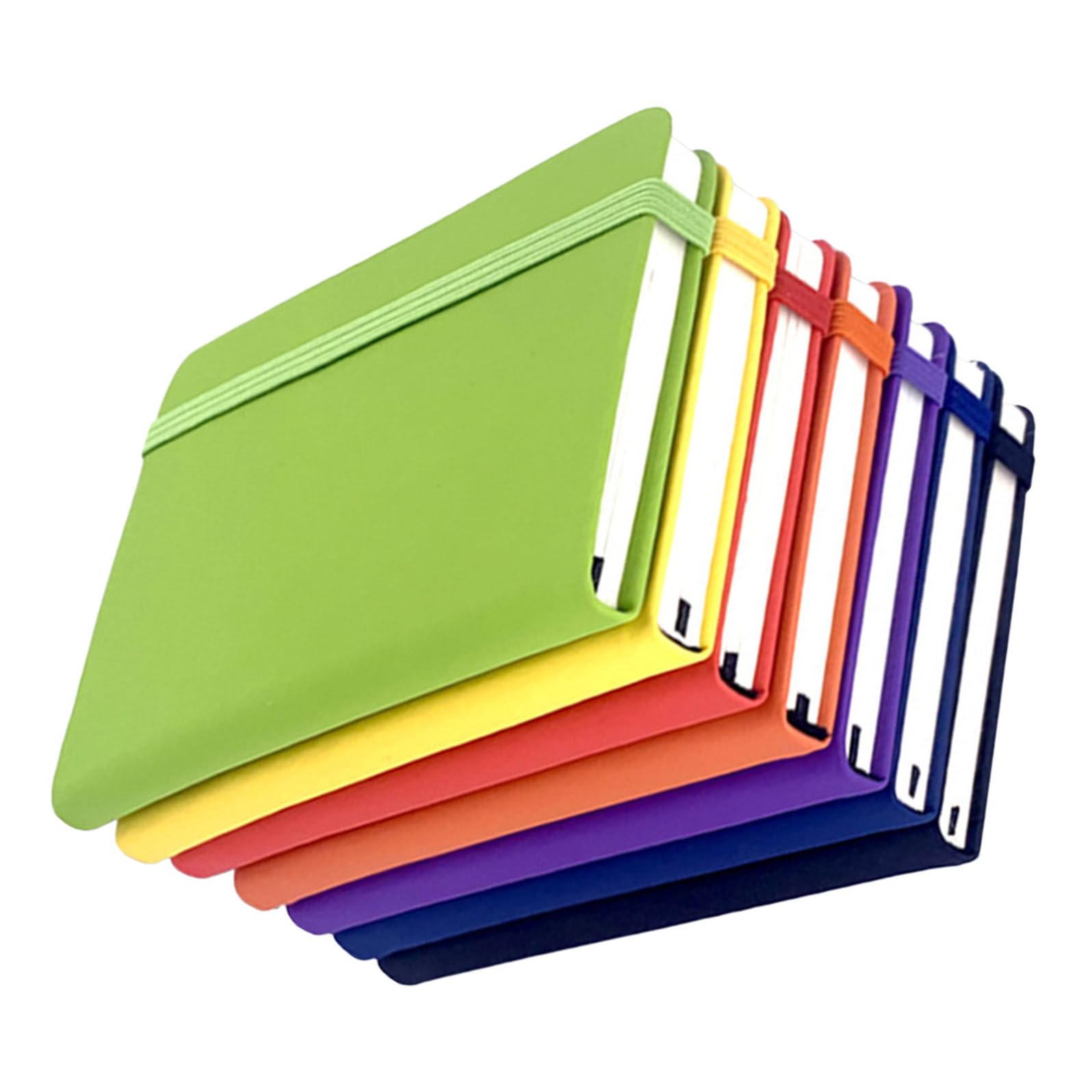Set da 7 Quaderni Tascabili A6 con Righe, Copertina in Pu e Chiusura Elastica, Blocco Note Portatile per Appunti Scuola e Riunioni, Carta di Qualità per Prevenire Sbavature