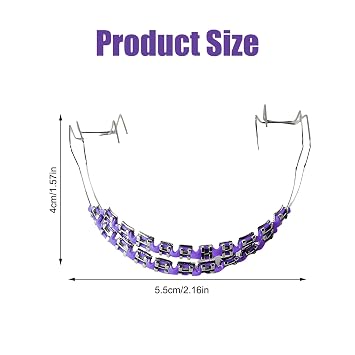 1-Set Temporary Tooth Decoration with Metal Wires, Metal Brackets and Orthodontic Ligature Ties, Ideal for Orthodontists to Explain and Dental Students to Practice (Purple)