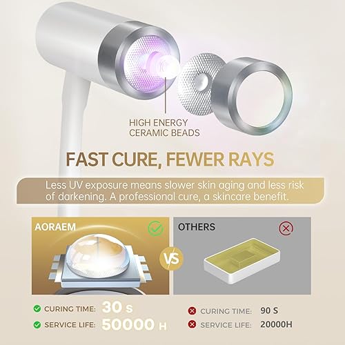 Vista 4 de AORAEM Lámpara de uñas LED UV, lámpara recargable de cuello de cisne para uñas de gel, 12 W, secado rápido, luz LED de uñas, secadora de belleza