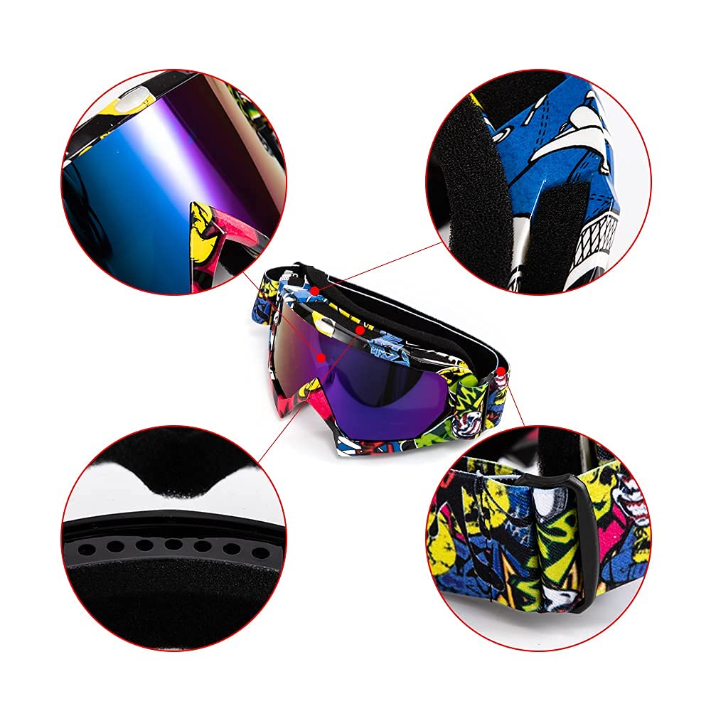 Occhiali da moto Motocross Dirt Bike Occhiali ATV Off Road Racing MX Occhiali da equitazione Antivento Anti Fog UV Occhiali da Sci