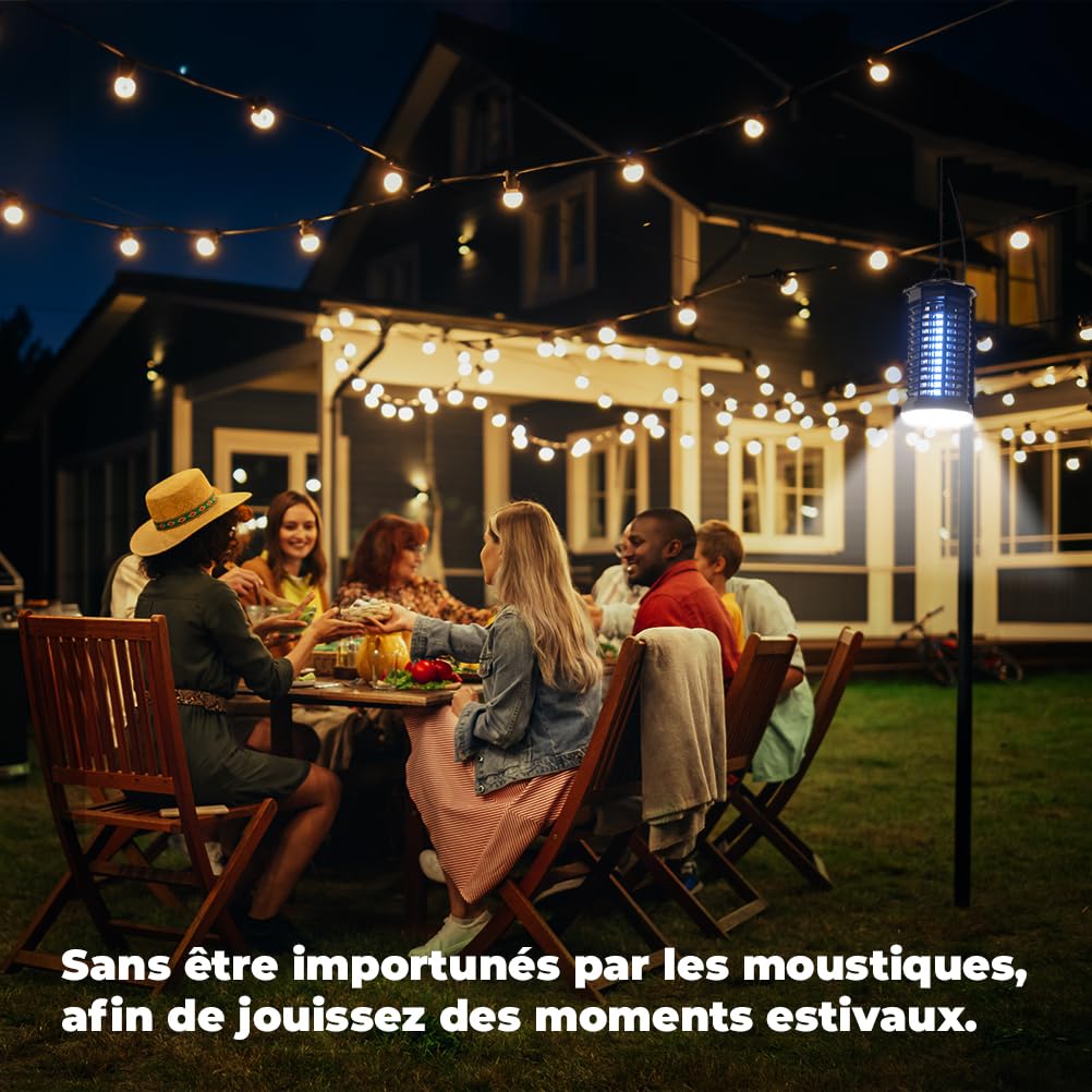 YISSVIC Lampe Anti Moustique 4200V Appareil Anti Mouche 15W Tueur Mouche Electrique IPX4 avec Éclairage LED Lutte Contre Moustiques Mouches et Autres Insectes Volants pour Interieur et Extérieur
