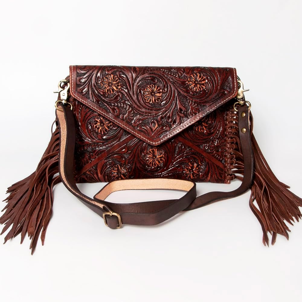 American Darling Envelope Hand Tooled Genuine Leather Women Bag Western Handbag Purse