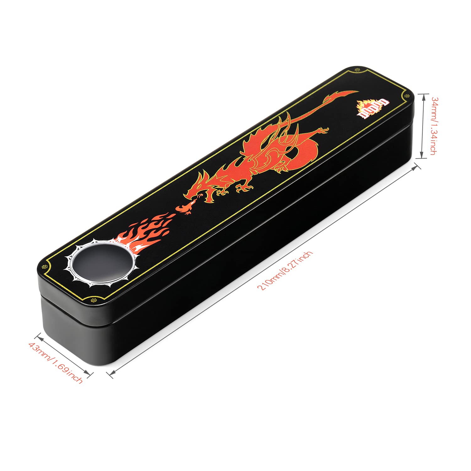 DNDND - Juego de 7 dados de metal para juegos de dragón rojo con bolsa de terciopelo para juegos de D&D Dungeons y Dragon (rojo con borde dorado)