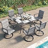 Grand Patio Outdoor Swivel Dining Set of 7, 6 Pieces Mesh Sling Swivel Rocking Patio Chairs, 1 Piece...