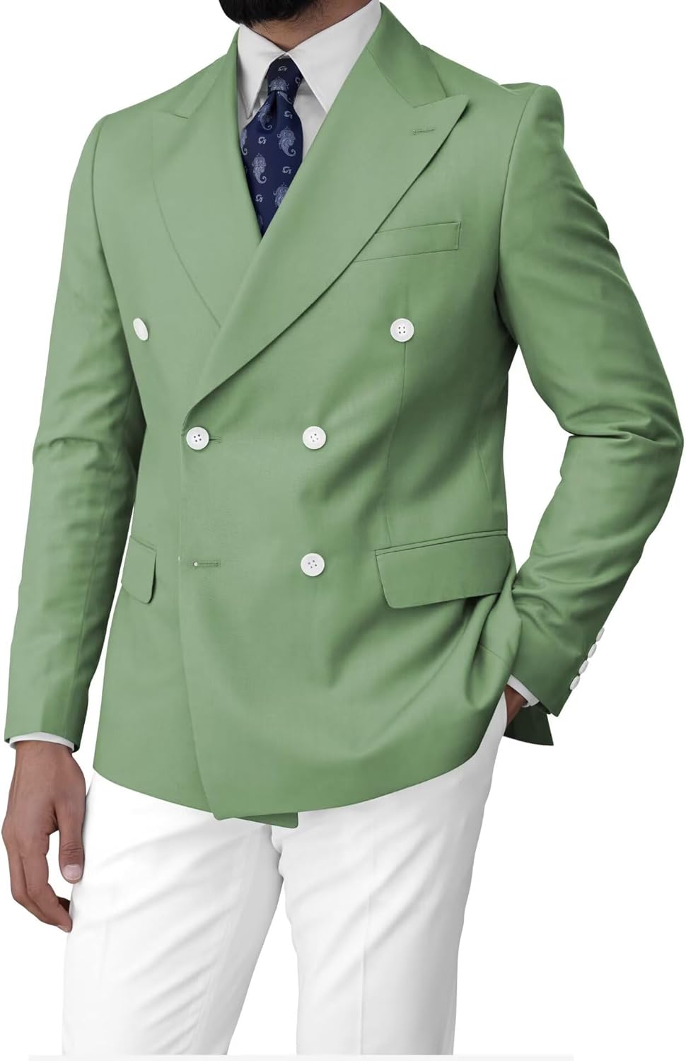Mens Double Breasted Blazer and Sport Coats Slim Fit Sport Coat Business Wedding Casual Party Tux