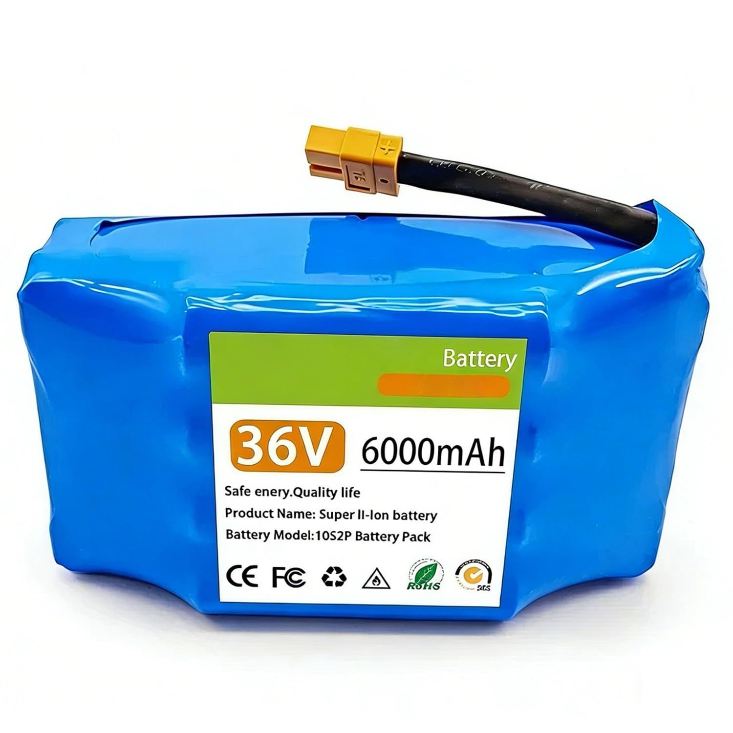 Batterie 36V 6Ah 10S2P pour Hoverboard Et Monocycle Électrique, avec Prise Intégrée Batterie de Remplacement pour Hoverboard Et Scooter Électrique.