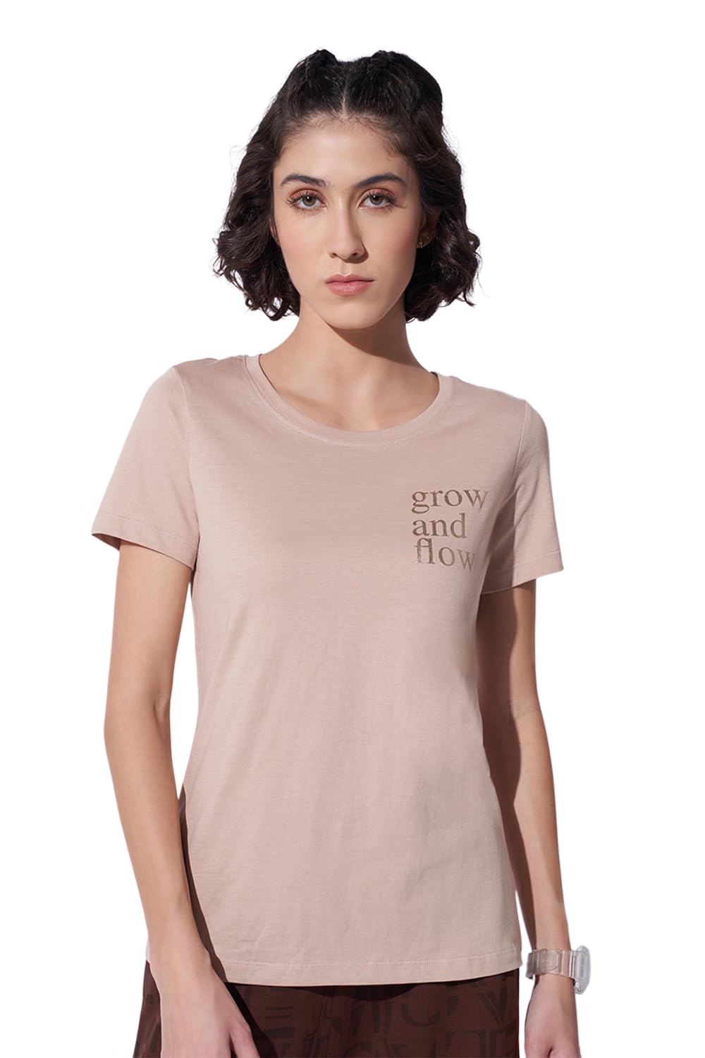 ajile by pantaloons Women's Cotton Letter Print Regular Fit T-Shirt-picture-21