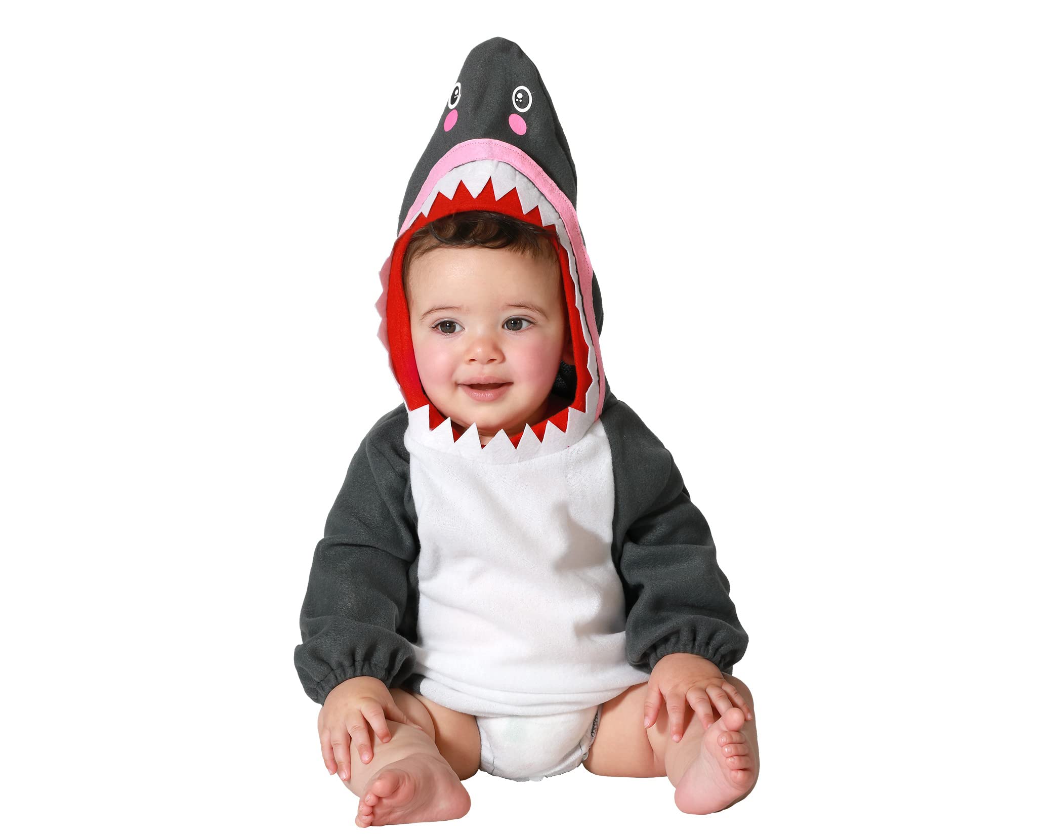 Atosa DIsfraz Mono Completo De Tiburón Bebé Baby Shark Gris Con Gran Boca Y Aleta Animales Naturaleza