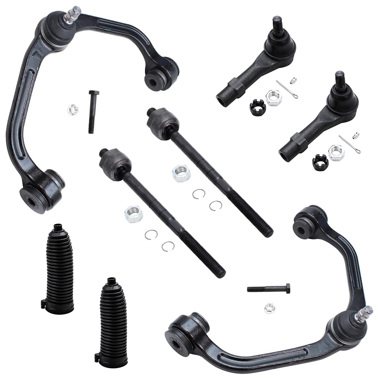 Detroit Axle - 8pc Front Upper Control Arms Tie Rods Kit Replacement
