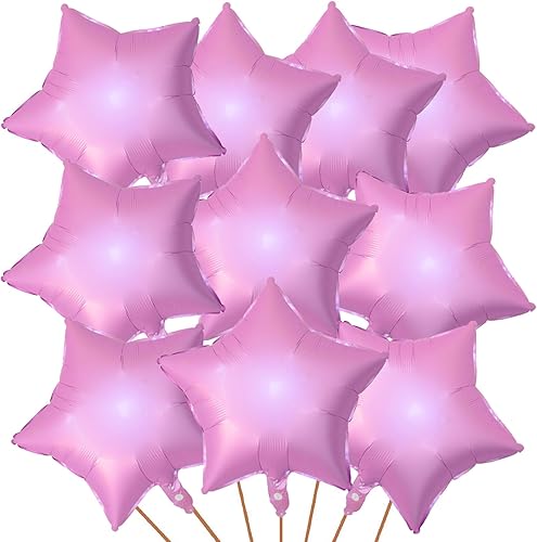 Miniatura 41 de KALOR Globos de Mylar de estrella rosa intenso de 18 pulgadas, 10 globos de helio en forma de estrella para bodas, baby shower, decoraciones de Rosa