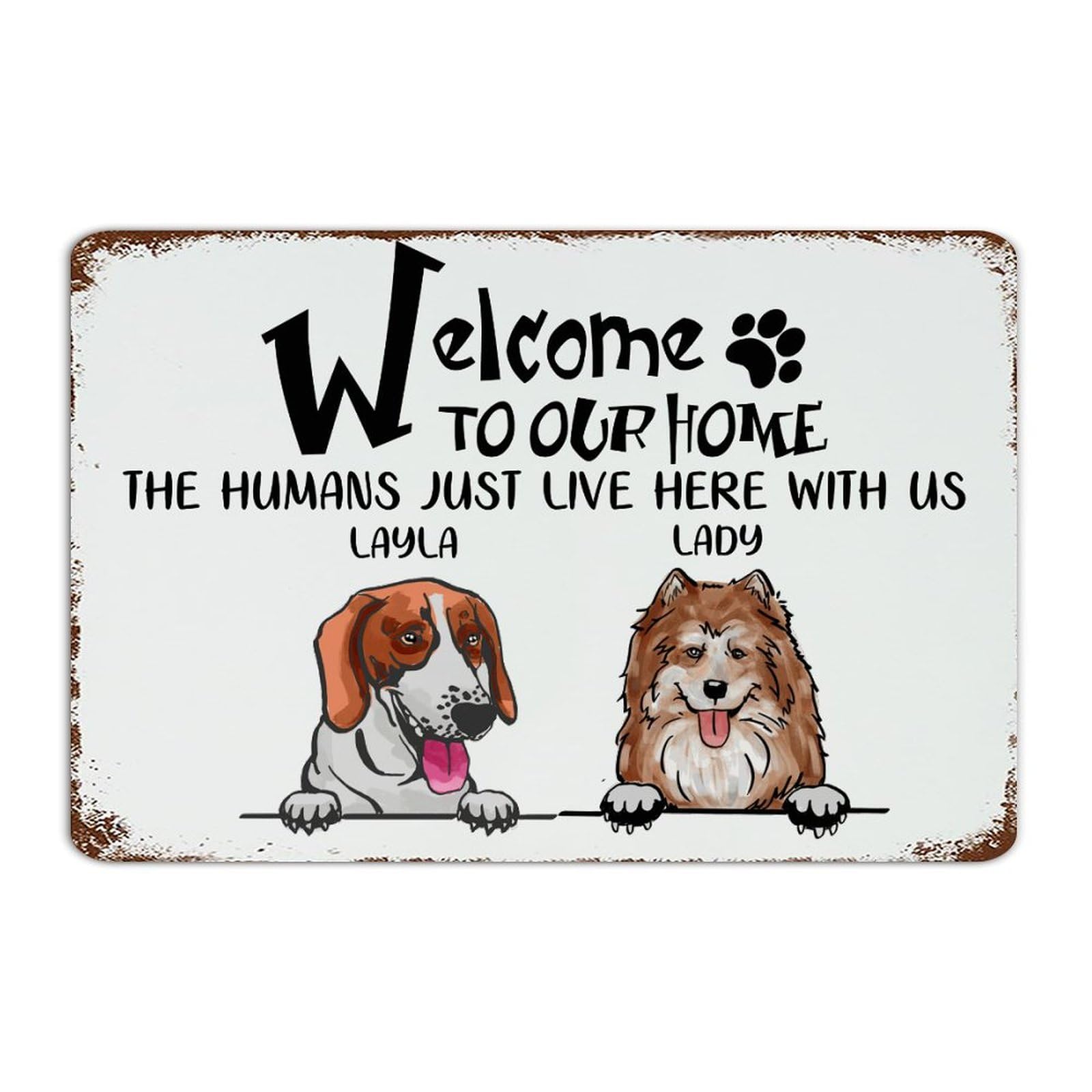 Plaque en métal rustique pour masquer mur vide déco personnalisée chien et chat