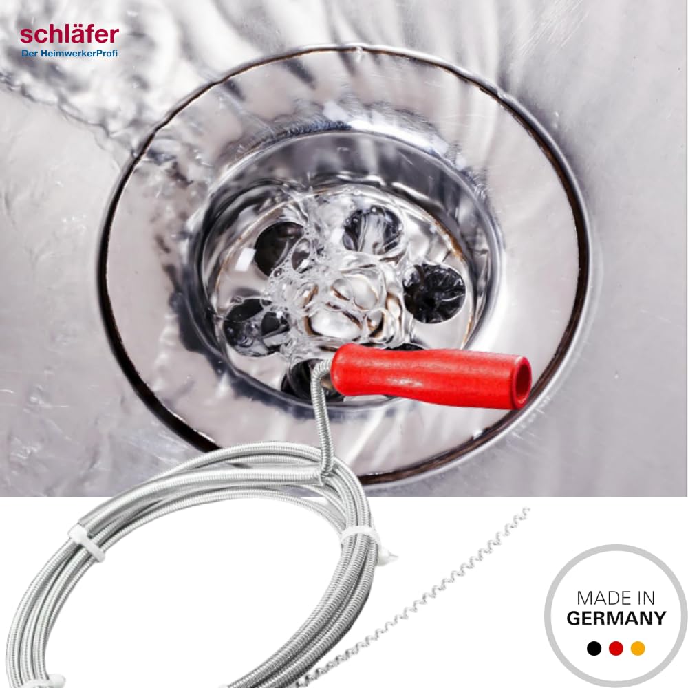 Schläfer 323303 | Sturalavandini e Scarichi, Sonda Sturatubi a Spirale per Pulizia Scarichi Otturati di Lavandini, Lavelli, Vasche, Docce e Wc, Lunghezza 10mt, Diametro 6mm