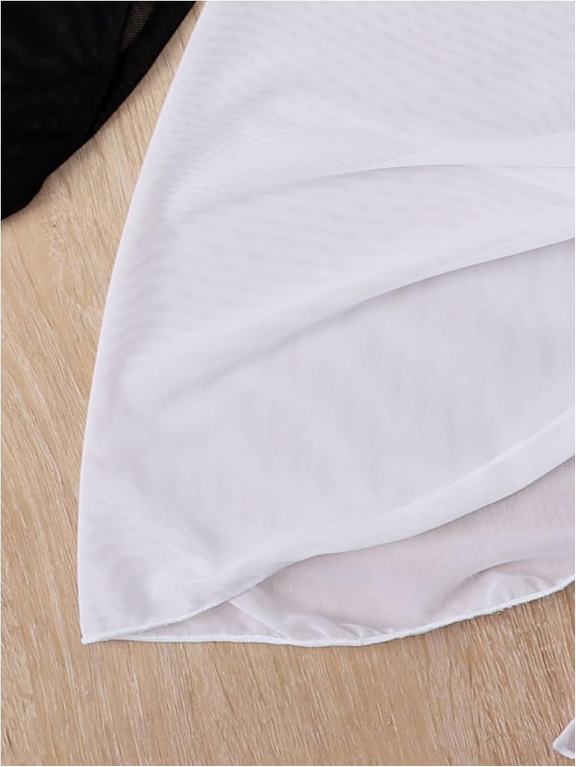 Floerns Girl's 2 Pcs Sarong Swimsuit Sheer Mesh Tie Side Beach Cover Ups Wrap Skirt