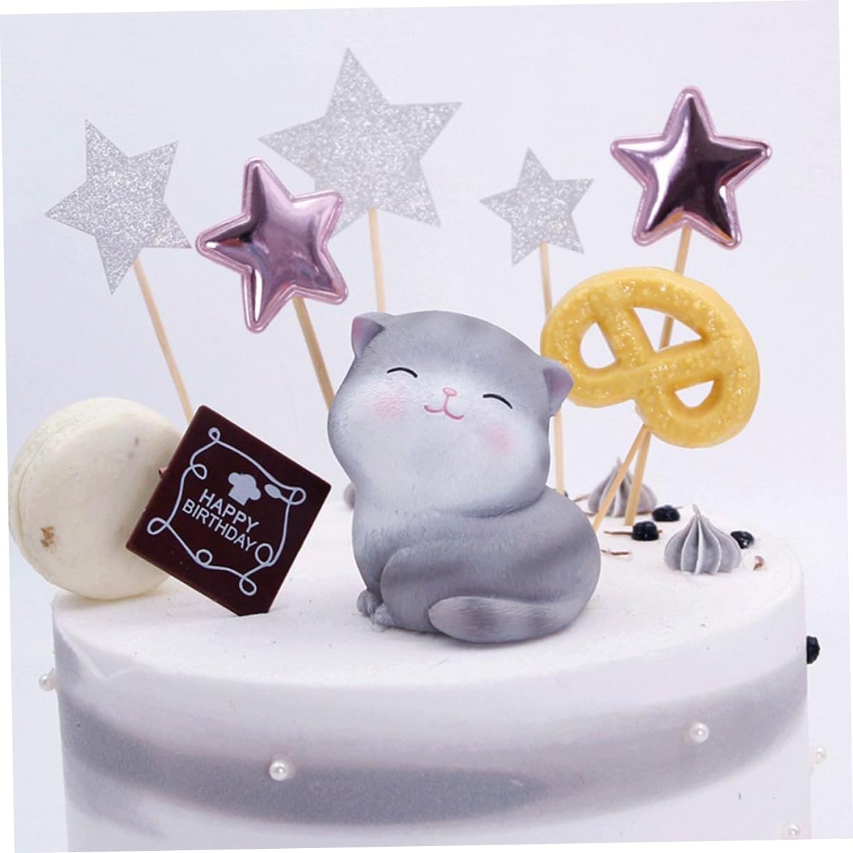 IMIKEYA Lot De 2 Décorations De Gâteaux en Forme De Chat Gris en Résine pour Mariage Dessert Table Fête À Domicile 5 Pièces X 2