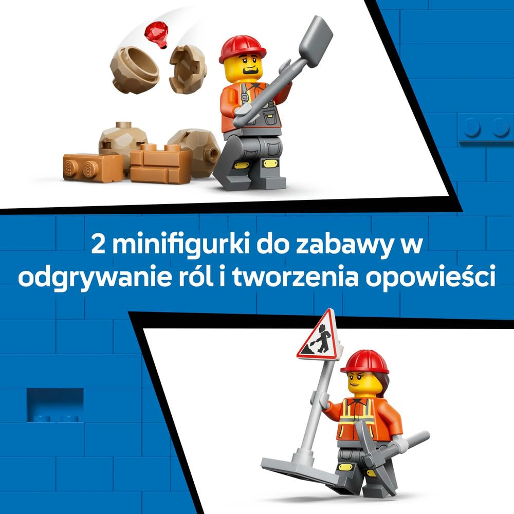 LEGO City Żółta koparko-ładowarka, zabawka konstrukcyjna dla dziecka w wieku od 7 lat, zestaw dla miłośników maszyn budowlanych, pomysł na prezent dla chłopca lub dziewczynki 60480