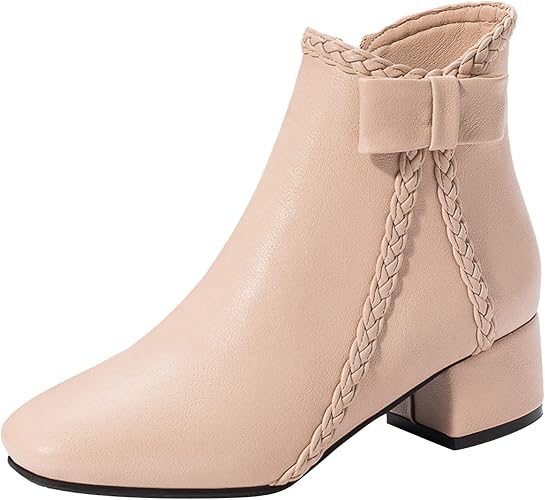 Botas de tobillo para mujer, de piel elástica, puntera puntiaguda, tacón  grueso, con cremallera lateral, trenzado, a rayas, casuales, botas de vestir  cómodas, botas negras : Amazon.com.mx: Ropa, Zapatos y Accesorios