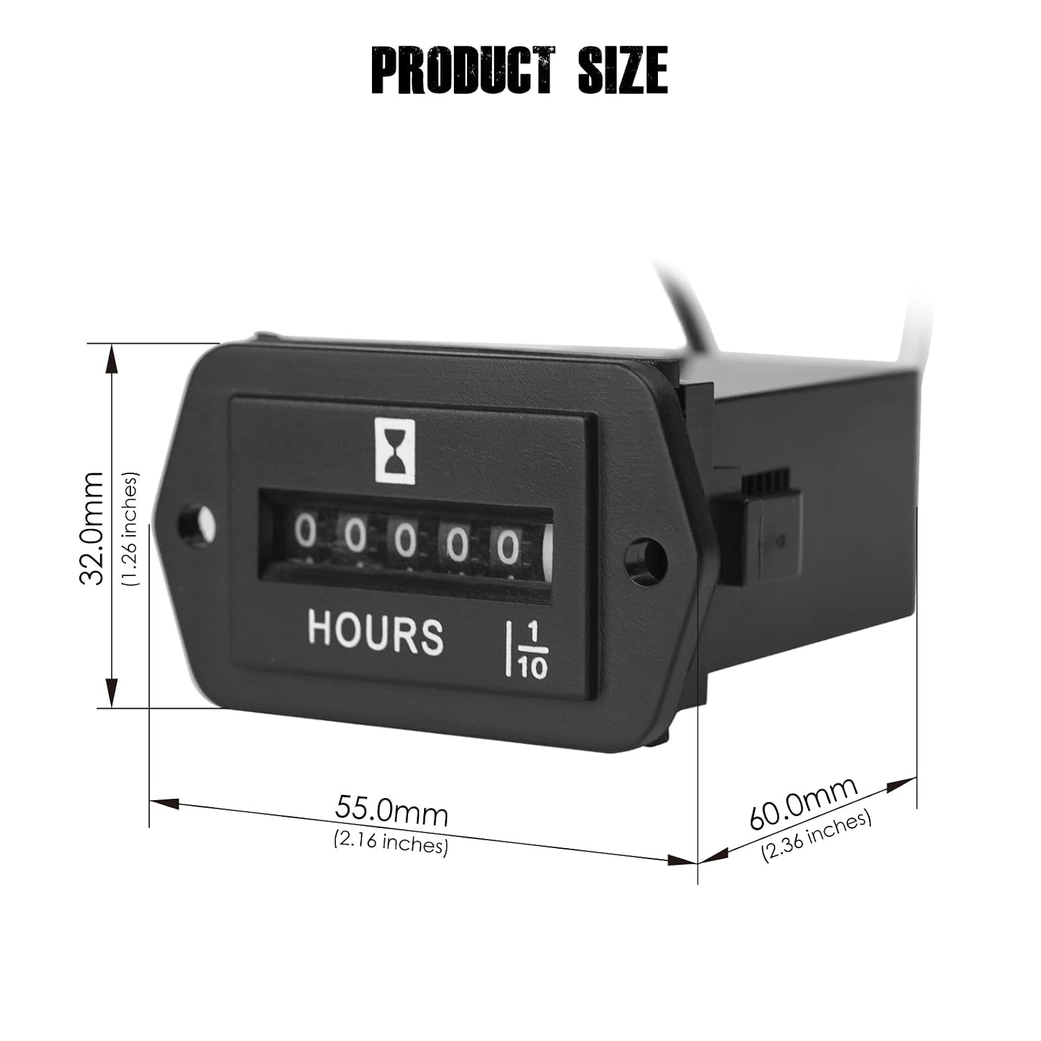 Wired Machine Hour Meter, Analog Hour Meter, Widely Used in Air Compressor Combine Harvesters Lawn Tractors Small Excavators. (DC 6-50V)