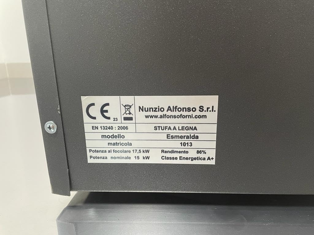 Alfonso Forni Stufa A Legna Con Forno-Esmeralda-Potenza Riscaldamento 15Kw,A Legna Economica In Acciaio Verniciato Antracite,Da Interno Con Forno In Mattoni Refrattari,Ideale Per Cucina,Made In Italy