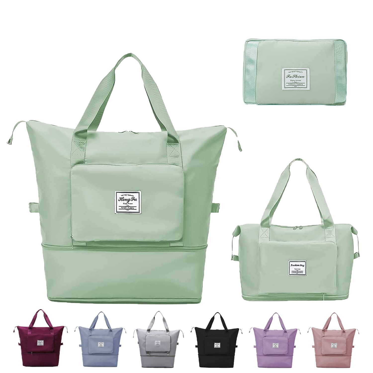 Pin Forest Oxford Cloth Large Capacity Folding Travel Bag,Dry&Wet Separation Multifunctional Sports Shoulder Bag,Travel Duffel Bag,Green,Large,Travel Bag,Sports Tote Gym Bag,22 Cm-image-21