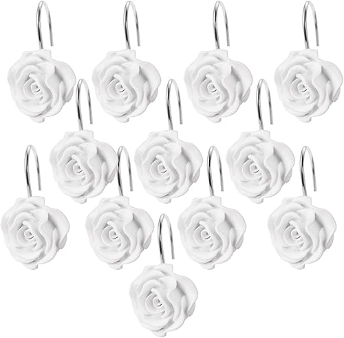 Miniatura 2 de 12 anillos para cortina de regadera con diseño de rosas decorativas para el baño, habitación de bebé, dormitorio, sala de estar