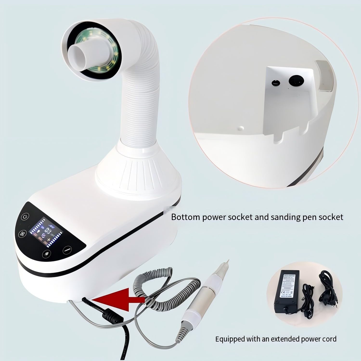 Aspirapolvere Dentale Da Tavolo Professionale,Aspiratore Da Banco Per Lucidatura Dentale,Aspiratore Per Polvere Con Design A LED/Tubo Di Aspirazione Per Laboratorio Odontotecnico,Aiuti Dentali