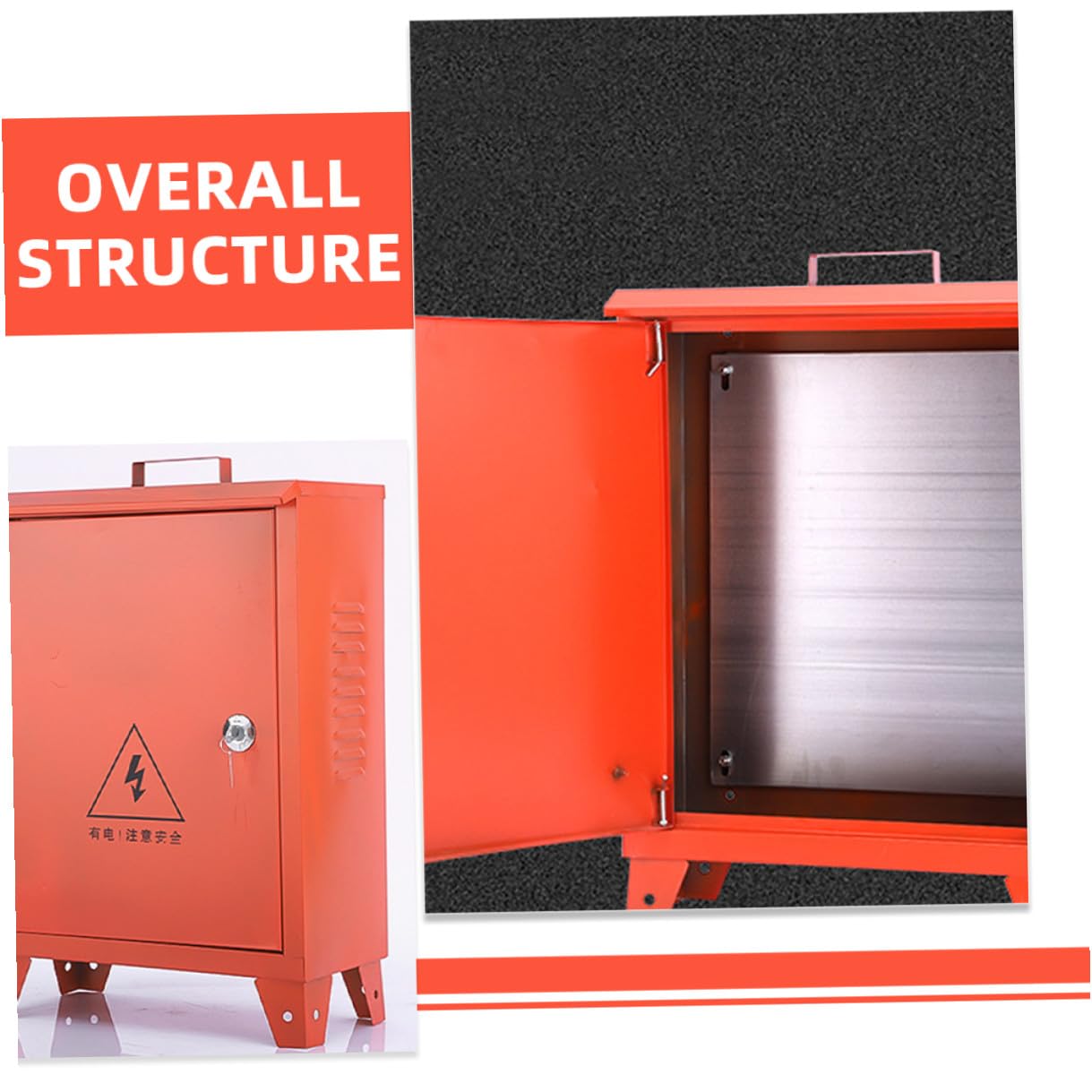 Portable Weatherproof Protection Box, Weatherproof Power Distribution Junction Box, Small Iron Electrical Distribution Cabinet 250x300x180mm for Construction Sites