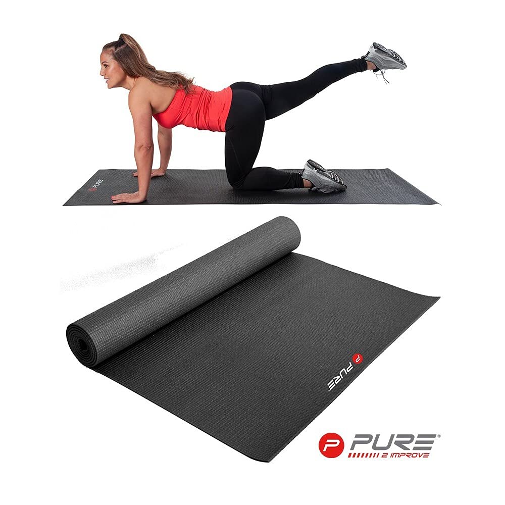 Pure2Improve - Mata do jogi – antypoślizgowa mata gimnastyczna z wysokiej jakości termoplastycznego elastomeru poliestrowego do jogi, pilatesu, fitnessu, gimnastyki i domowej siłowni, z kieszenią i